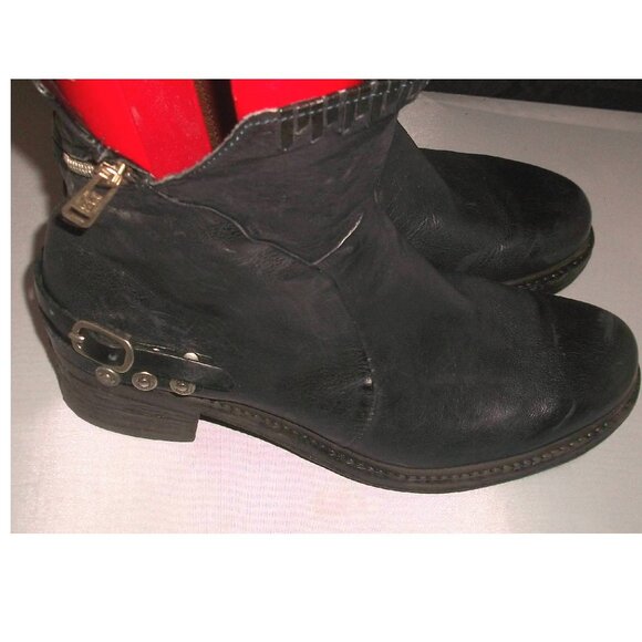 A.S.98 Black-Leather Moto-Style Harness Boots Handmade in Italy 42/10.5M $395 - Picture 11 of 13